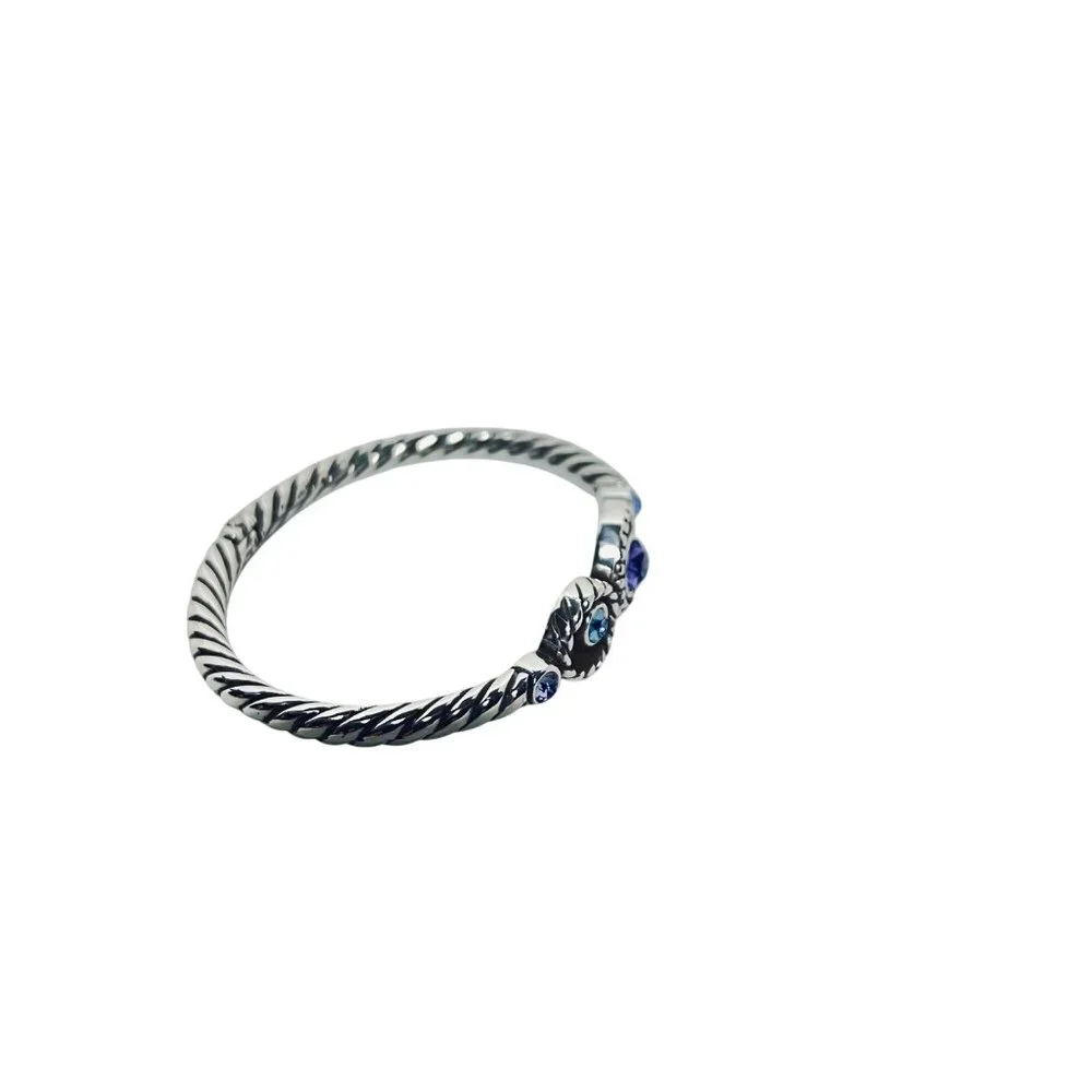 Brighton Halo Silver Tone Blue And Purple Hinged Bangle Bracelet (5935-1-2-3) - Picture 7 of 8